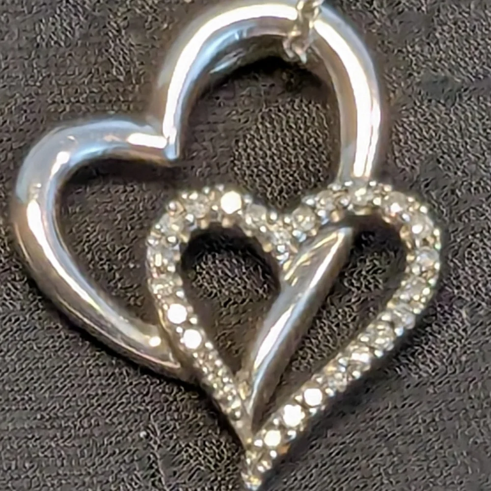 Sterling Silver Diamond Heart Pendant Necklace - Picture 3 of 13